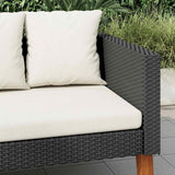 3-Seater Garden Sofa with Cushions Poly Rattan Black - Side View