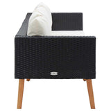 3-Seater Garden Sofa with Cushions Poly Rattan Black