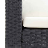 3-Seater Garden Sofa with Cushions Poly Rattan Black - Low Angle