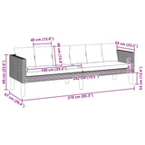 3-Seater Garden Sofa with Cushions Poly Rattan Black