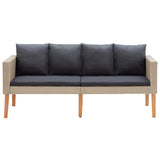 2-Seater Garden Sofa with Cushions Poly Rattan Beige