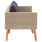 2-Seater Garden Sofa with Cushions Poly Rattan Beige - Rear View