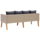 2-Seater Garden Sofa with Cushions Poly Rattan Beige - Close-Up Angle