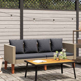 2-Seater Garden Sofa with Cushions Poly Rattan Beige