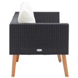2-Seater Garden Sofa with Cushions Poly Rattan Black - Rear View