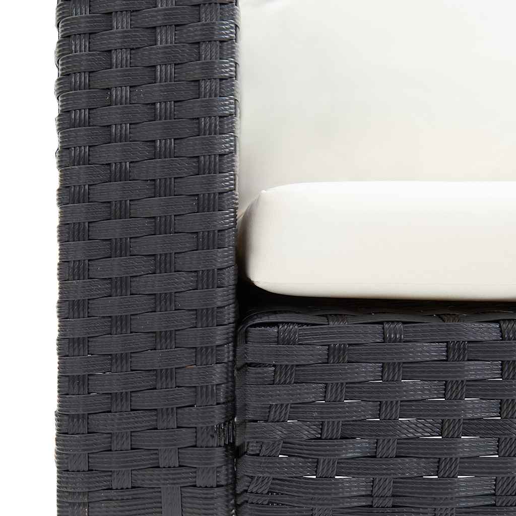 2-Seater Garden Sofa with Cushions Poly Rattan Black