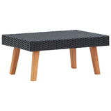 3 Piece Garden Lounge Set with Cushions Poly Rattan Black - Rear View