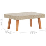 Garden Coffee Table Poly Rattan Beige - 45-Degree Angle