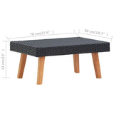 Garden Coffee Table Poly Rattan Black - 45-Degree Angle