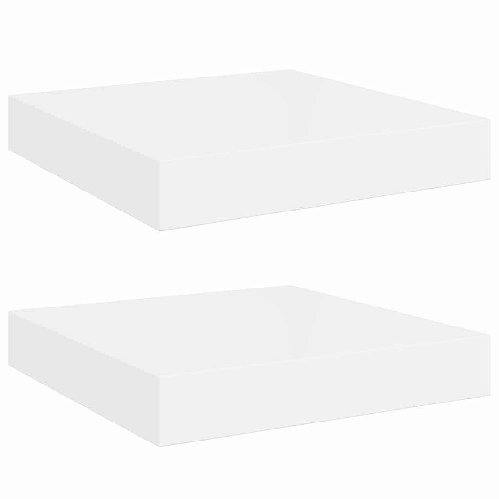 Floating Wall Shelves 2 pcs High Gloss White 23x23.5x3.8 cm MDF