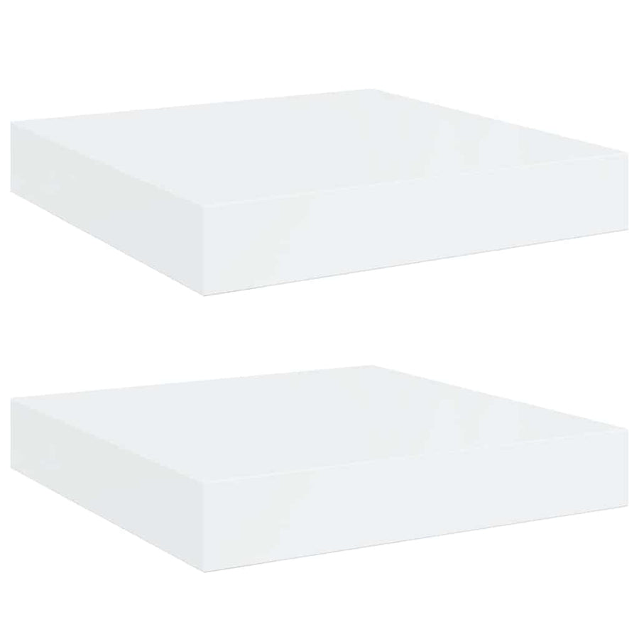 Floating Wall Shelves 2 pcs High Gloss White 23x23.5x3.8 cm MDF