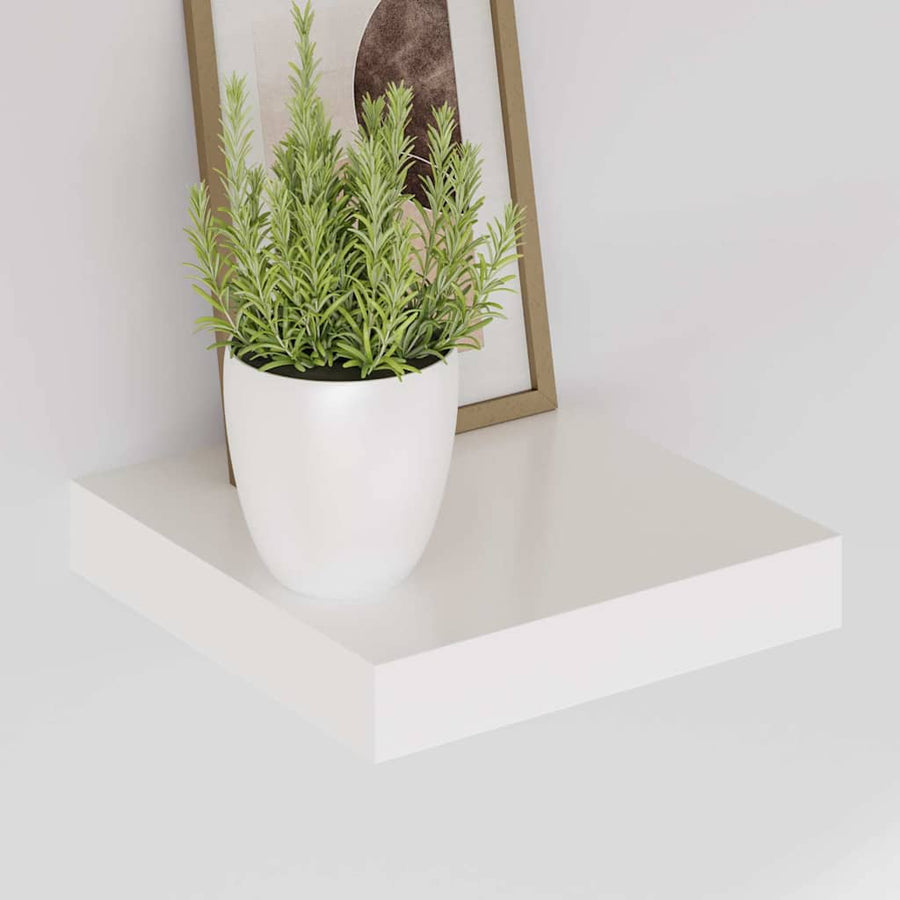 Floating Wall Shelves 2 pcs High Gloss White 23x23.5x3.8 cm MDF