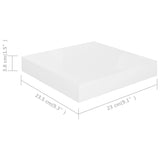 Floating Wall Shelves 2 pcs High Gloss White 23x23.5x3.8 cm MDF - Low Angle