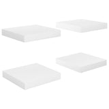 Floating Wall Shelves 4 pcs High Gloss White 23x23.5x3.8 cm MDF - Front View