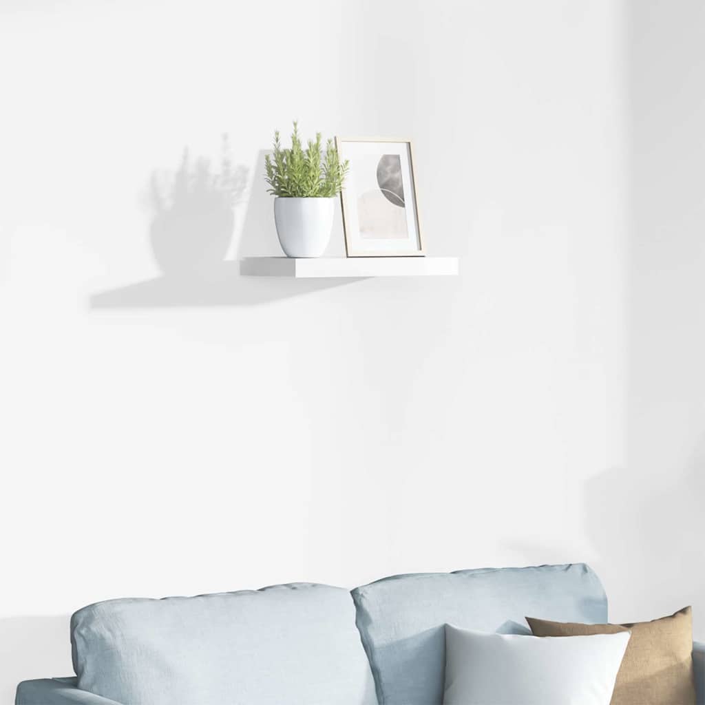 Floating Wall Shelf High Gloss White 40x23.5x3.8 cm MDF