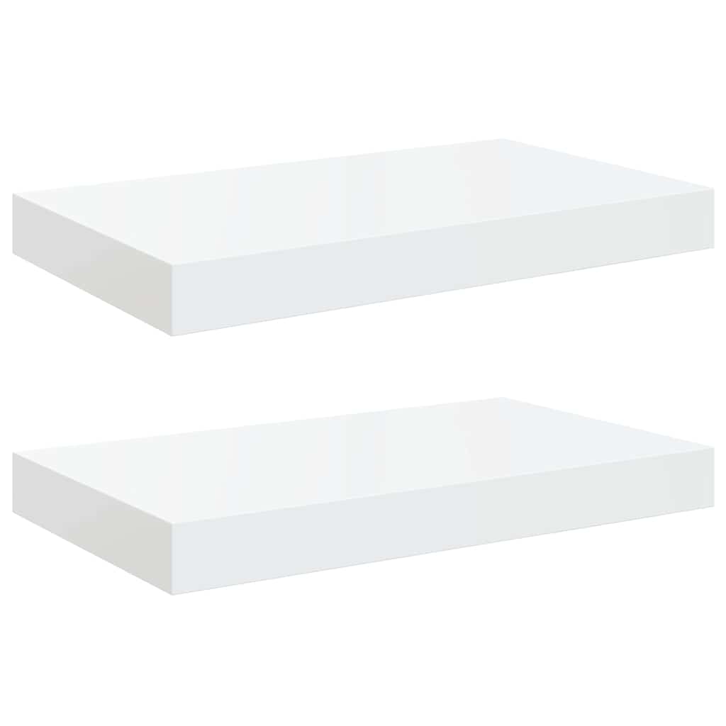 Floating Wall Shelves 2 pcs High Gloss White 40x23.5x3.8 cm MDF