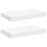 Floating Wall Shelves 2 pcs High Gloss White 40x23.5x3.8 cm MDF