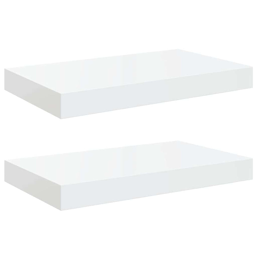 Floating Wall Shelves 2 pcs High Gloss White 40x23.5x3.8 cm MDF