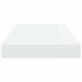 Floating Wall Shelves 2 pcs High Gloss White 40x23.5x3.8 cm MDF - Low Angle
