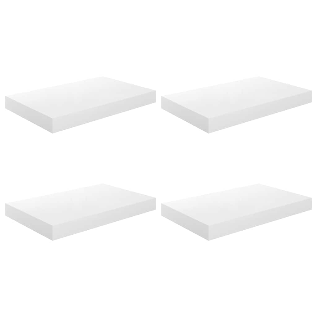 Floating Wall Shelves 4 pcs High Gloss White 40x23.5x3.8 cm MDF