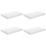 Floating Wall Shelves 4 pcs High Gloss White 40x23.5x3.8 cm MDF - Front View