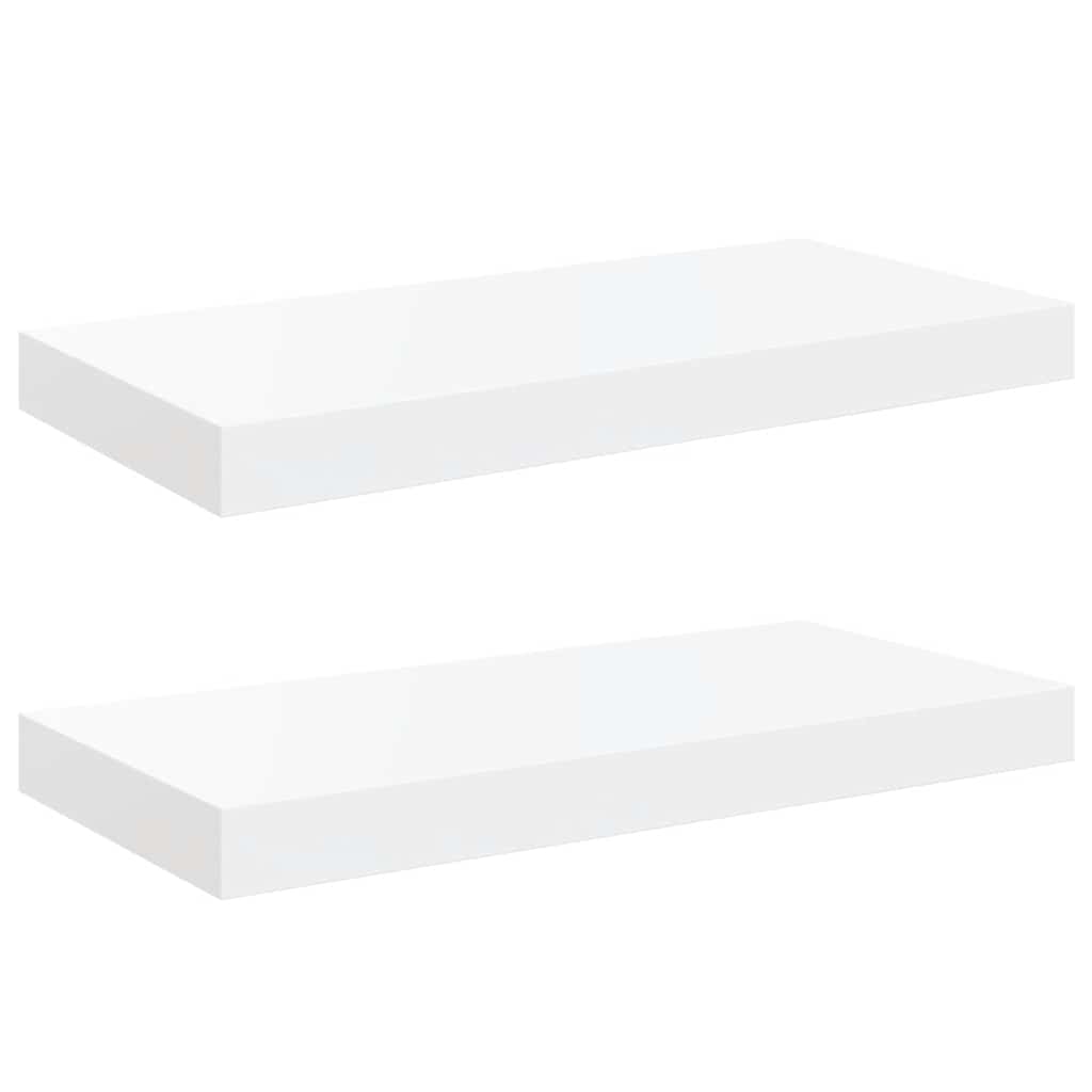 Floating Wall Shelves 2 pcs High Gloss White 50x23.5x3.8 cm MDF