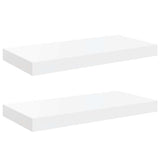 Floating Wall Shelves 2 pcs High Gloss White 50x23.5x3.8 cm MDF