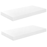 Floating Wall Shelves 2 pcs High Gloss White 50x23x3.8 cm MDF - Front View