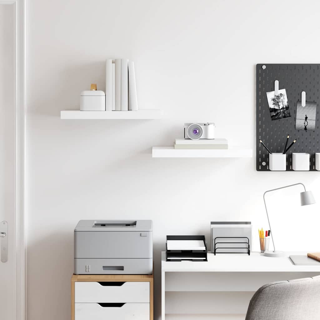 Floating Wall Shelves 2 pcs High Gloss White 50x23.5x3.8 cm MDF