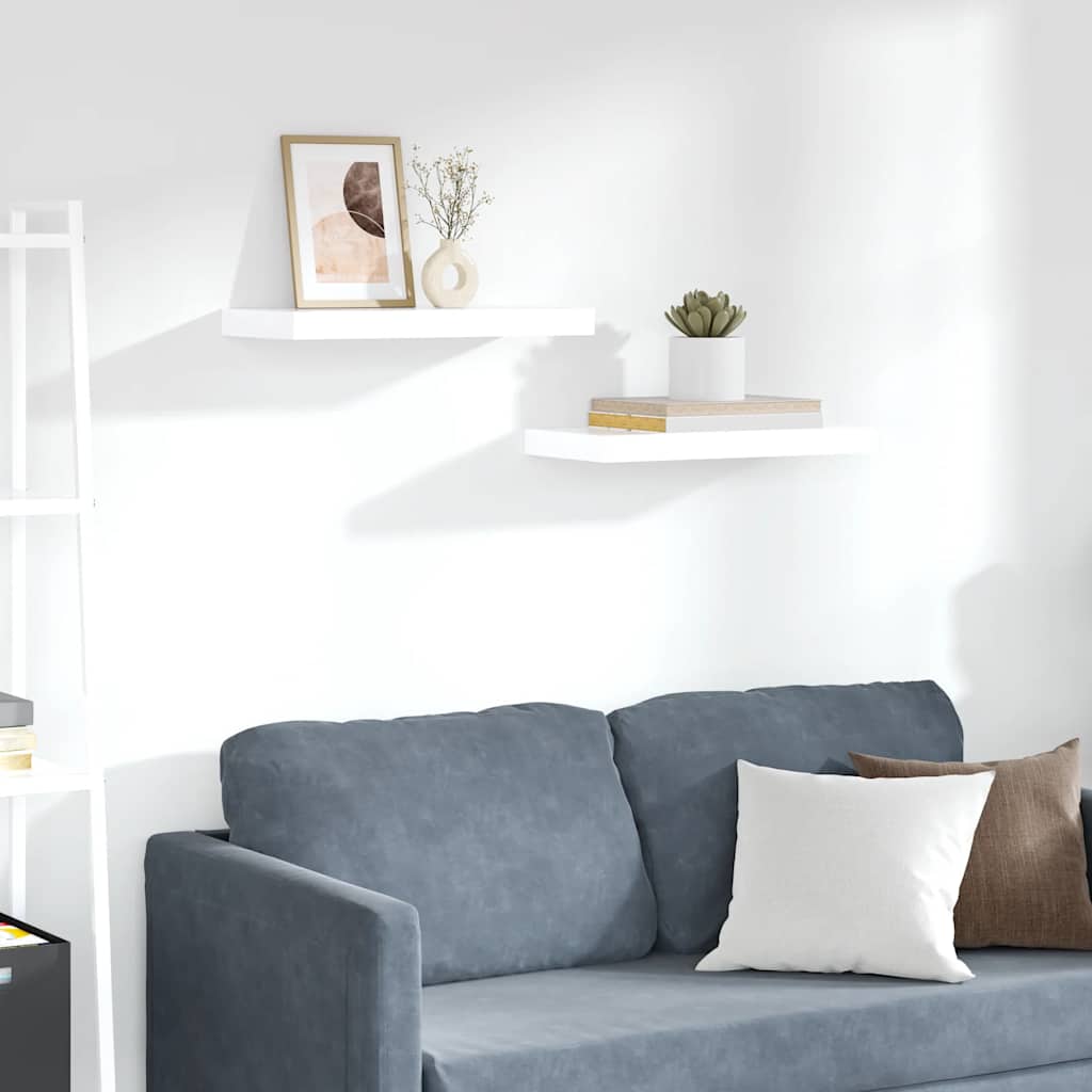 Floating Wall Shelves 2 pcs High Gloss White 50x23.5x3.8 cm MDF