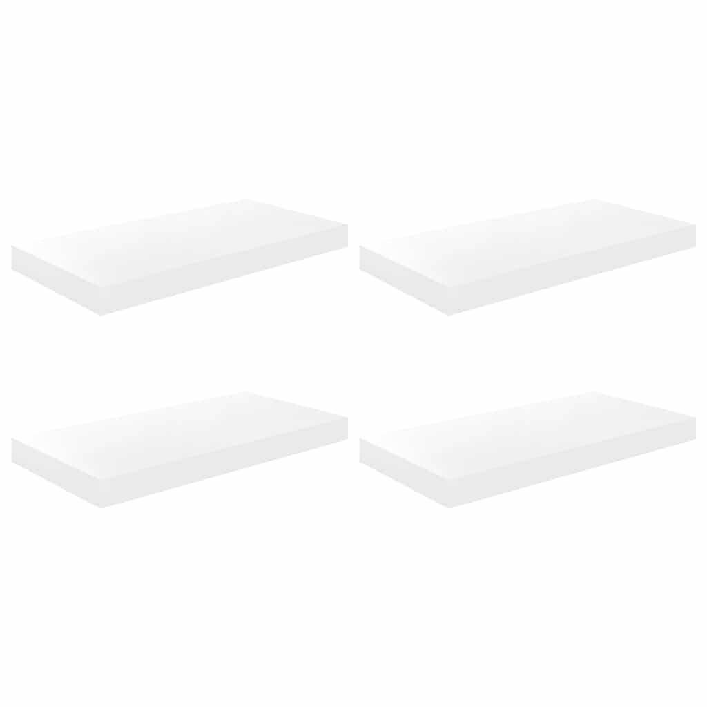 Floating Wall Shelves 4 pcs High Gloss White 50x23.5x3.8 cm MDF