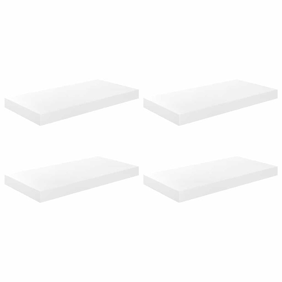 Floating Wall Shelves 4 pcs High Gloss White 50x23.5x3.8 cm MDF