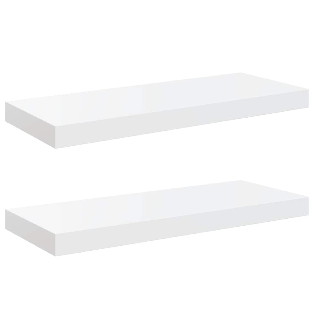 Floating Wall Shelves 2 pcs High Gloss White 60x23.5x3.8 cm MDF
