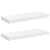 Floating Wall Shelves 2 pcs High Gloss White 60x23.5x3.8 cm MDF