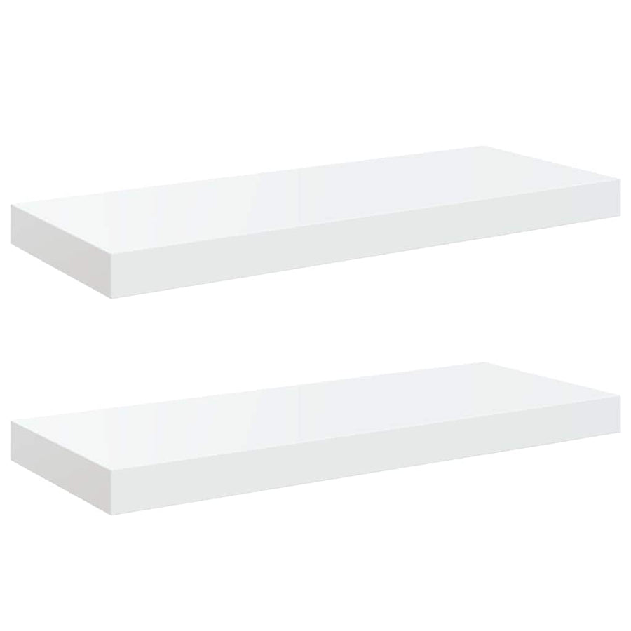 Floating Wall Shelves 2 pcs High Gloss White 60x23.5x3.8 cm MDF