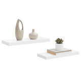 Floating Wall Shelves 2 pcs High Gloss White 60x23.5x3.8 cm MDF - 45-Degree Angle