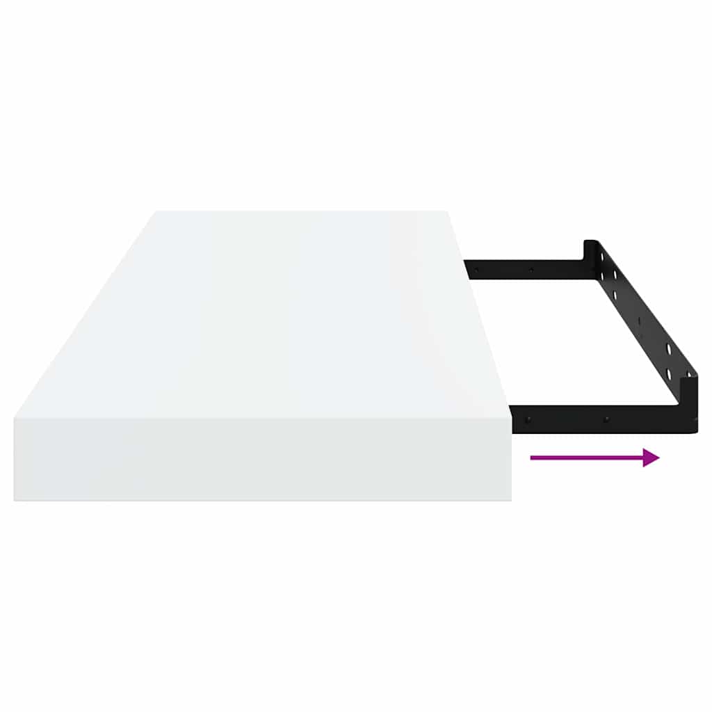Floating Wall Shelves 2 pcs High Gloss White 60x23.5x3.8 cm MDF