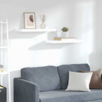 Floating Wall Shelves 2 pcs High Gloss White 60x23.5x3.8 cm MDF