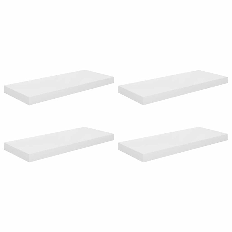 Floating Wall Shelves 4 pcs High Gloss White 60x23.5x3.8 cm MDF