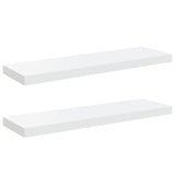 Floating Wall Shelves 2 pcs High Gloss White 80x23.5x3.8 cm MDF - Front View