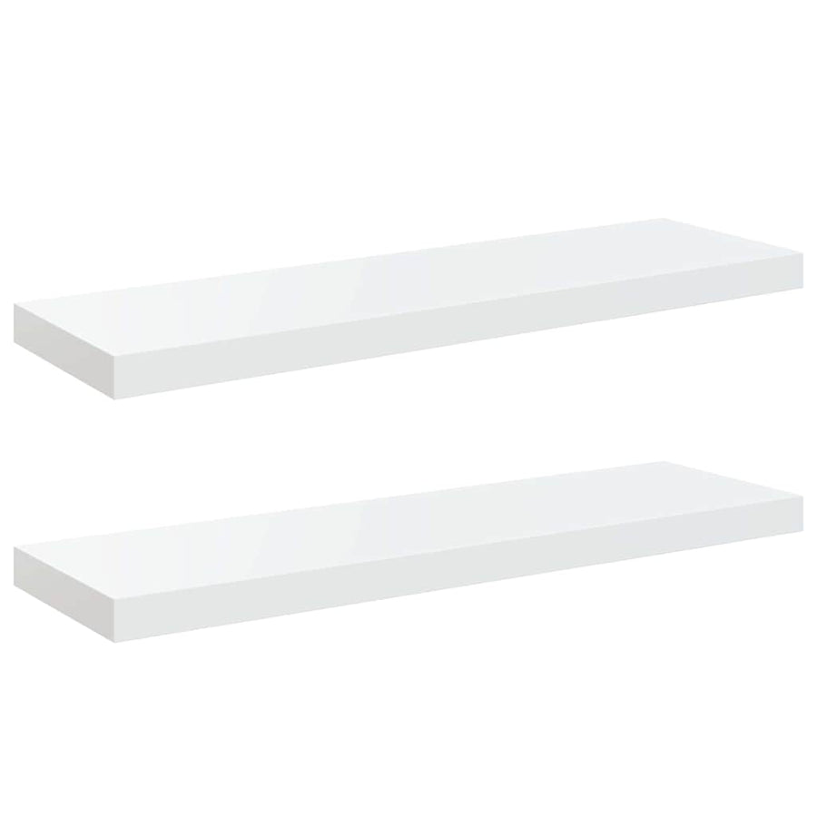 Floating Wall Shelves 2 pcs High Gloss White 80x23.5x3.8 cm MDF