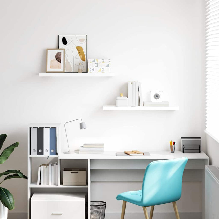 Floating Wall Shelves 2 pcs High Gloss White 80x23.5x3.8 cm MDF