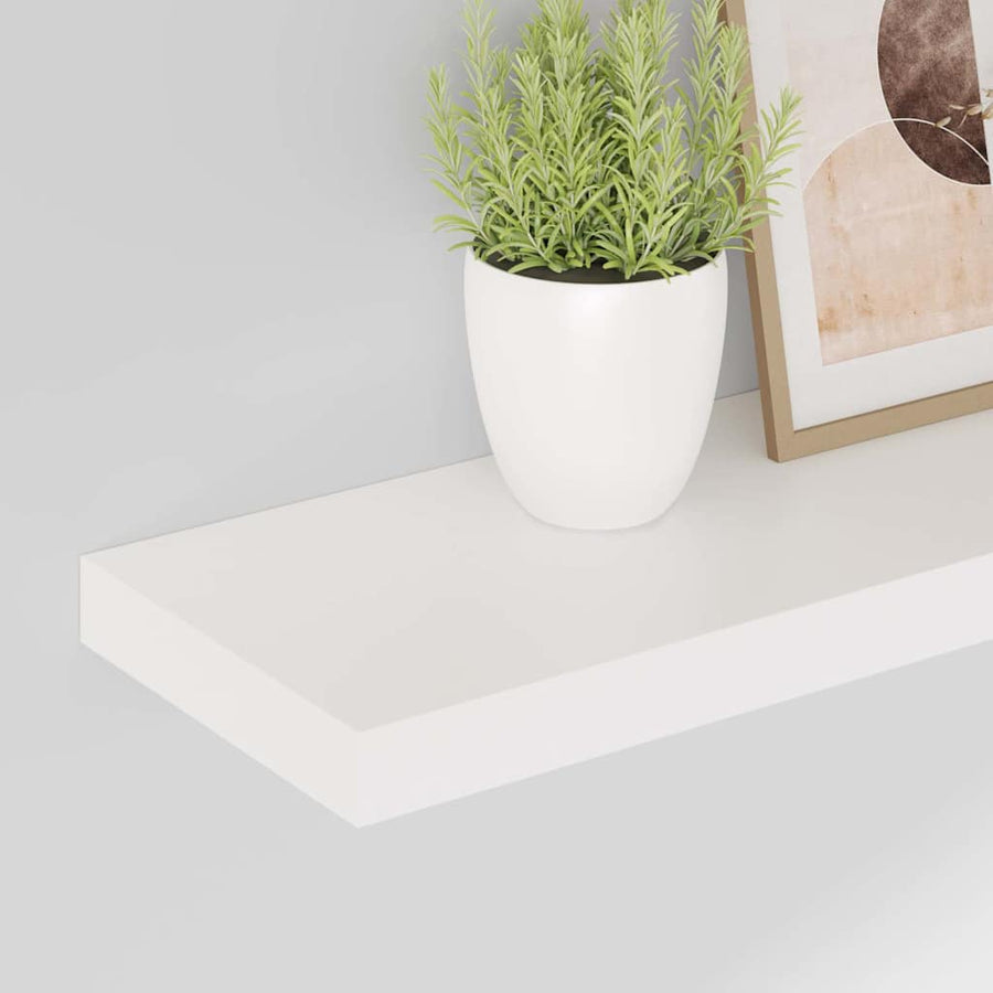 Floating Wall Shelves 2 pcs High Gloss White 80x23.5x3.8 cm MDF