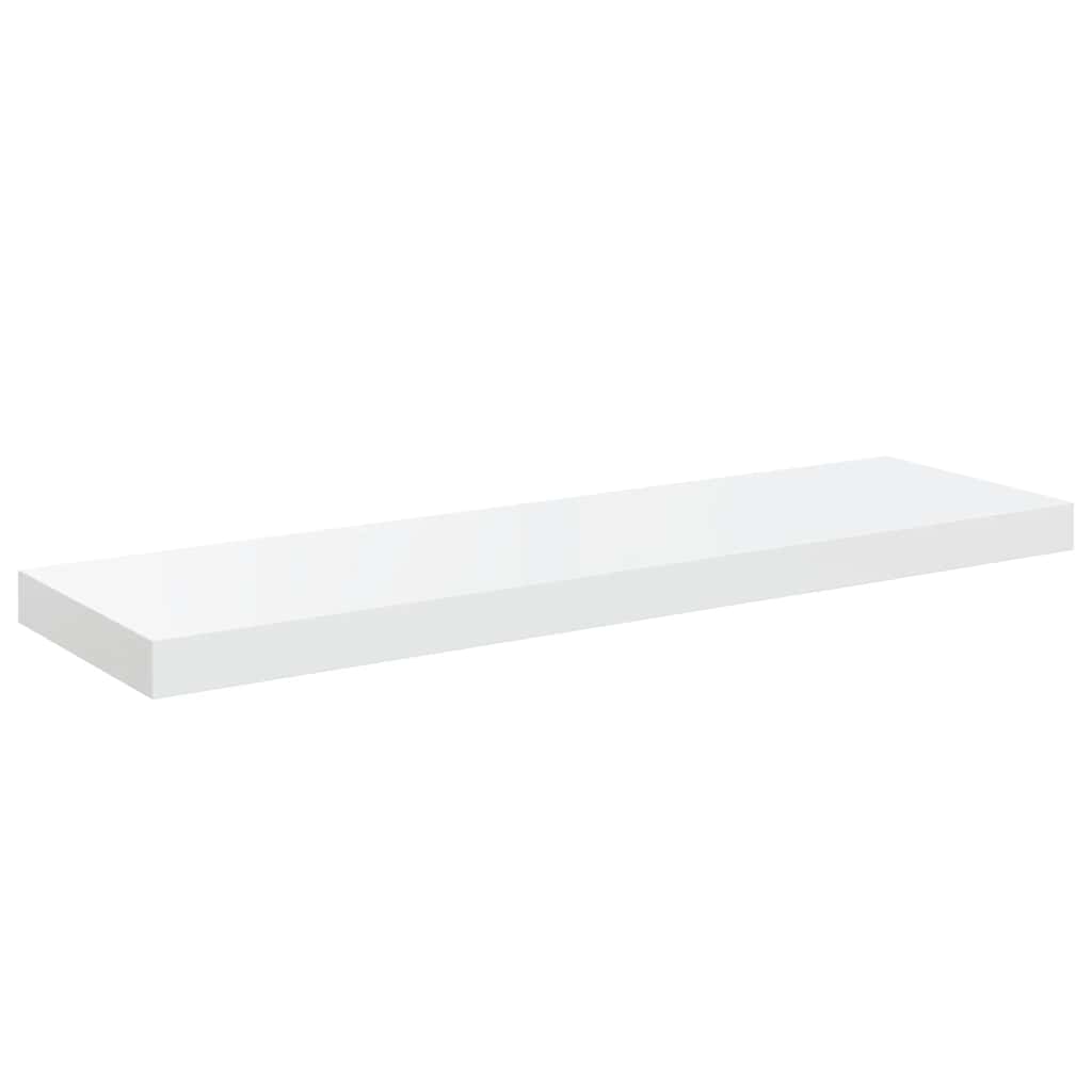 Floating Wall Shelves 2 pcs High Gloss White 80x23.5x3.8 cm MDF