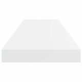 Floating Wall Shelves 2 pcs High Gloss White 80x23.5x3.8 cm MDF - Close-Up Angle