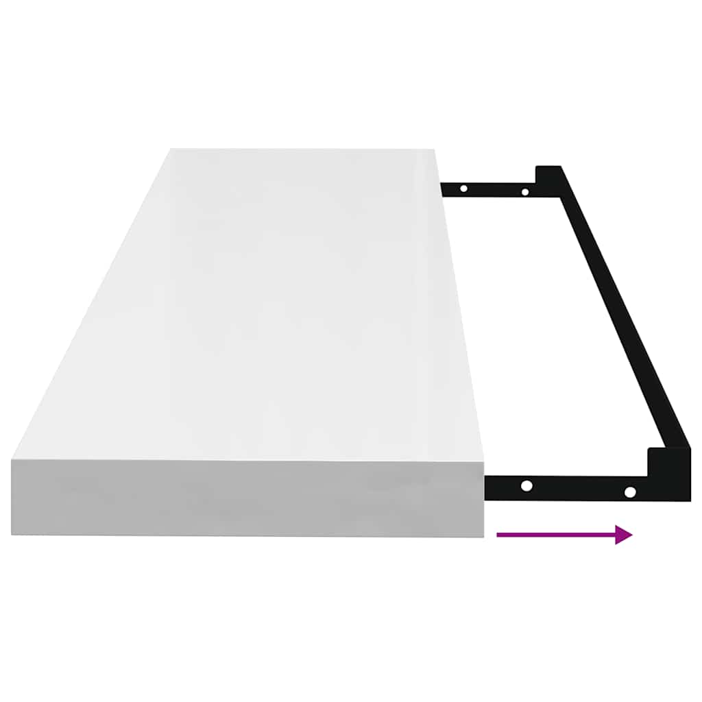 Floating Wall Shelves 4 pcs High Gloss White 80x23.5x3.8 cm MDF