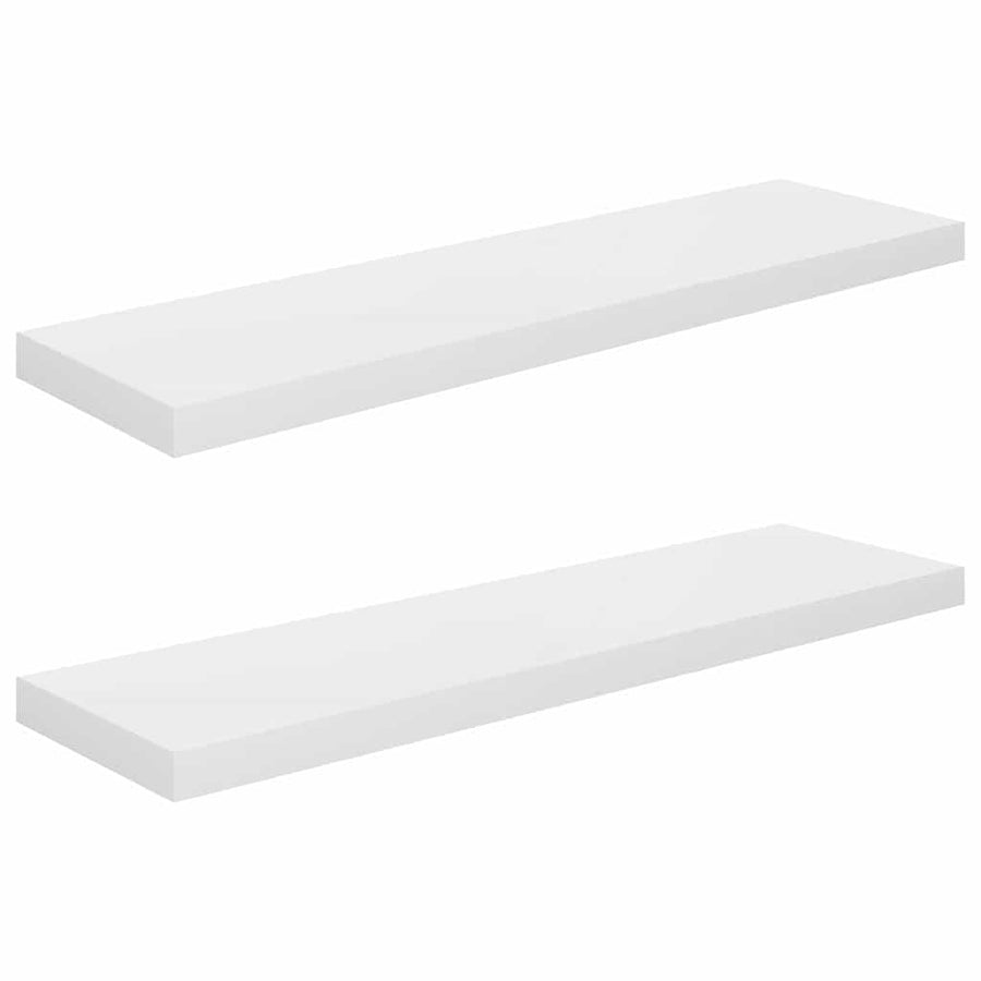 Floating Wall Shelves 2 pcs High Gloss White 90x23.5x3.8 cm MDF