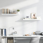 Floating Wall Shelves 2 pcs High Gloss White 90x23.5x3.8 cm MDF