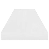 Floating Wall Shelves 2 pcs High Gloss White 90x23.5x3.8 cm MDF - Low Angle