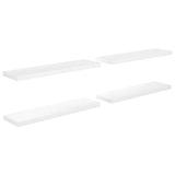 Floating Wall Shelves 4 pcs High Gloss White 90x23.5x3.8 cm MDF - Front View